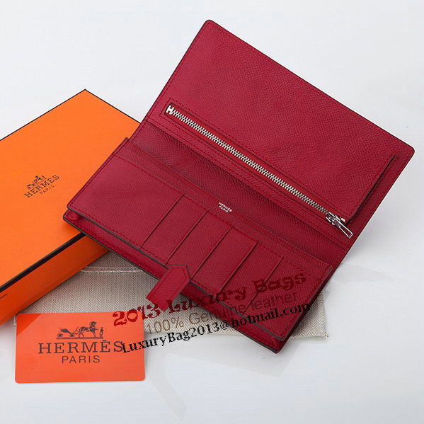 Hermes Bearn Japonaise Bi-Fold Wallet Original Leather A208 Burgundy