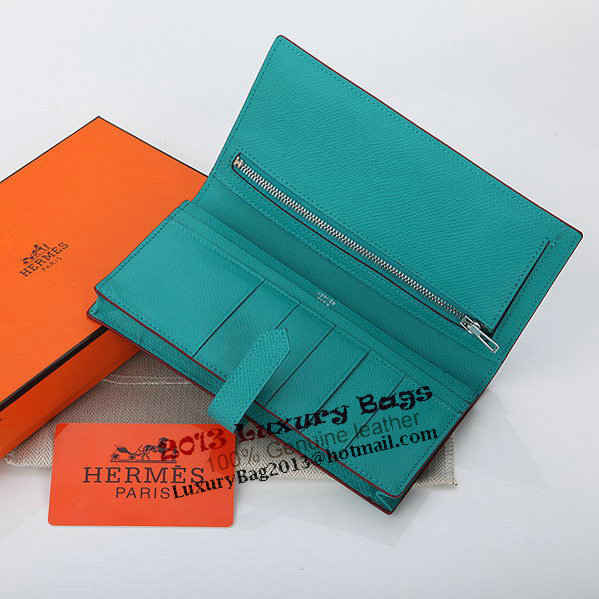 Hermes Bearn Japonaise Bi-Fold Wallet Original Leather A208 Light Green
