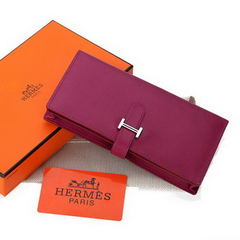 Hermes Bearn Japonaise Bi-Fold Wallet Original Leather A208 Purple