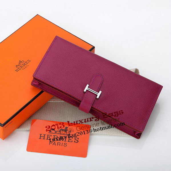Hermes Bearn Japonaise Bi-Fold Wallet Original Leather A208 Purple