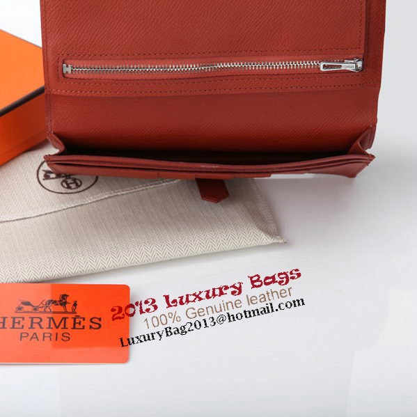 Hermes Bearn Japonaise Bi-Fold Wallet Original Leather A208 Red