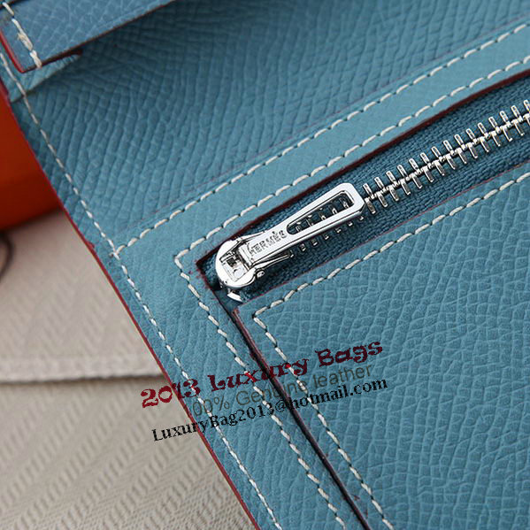Hermes Bearn Japonaise Bi-Fold Wallet Original Leather A208 SkyBlue