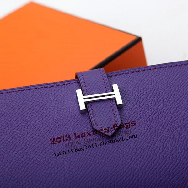 Hermes Bearn Japonaise Bi-Fold Wallet Original Leather A208 Violet