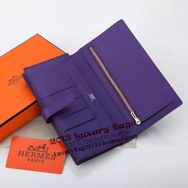 Hermes Bearn Japonaise Bi-Fold Wallet Original Leather A208 Violet