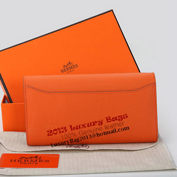 Hermes Constance Long Wallets Original Calfskin Leather A909 Orange