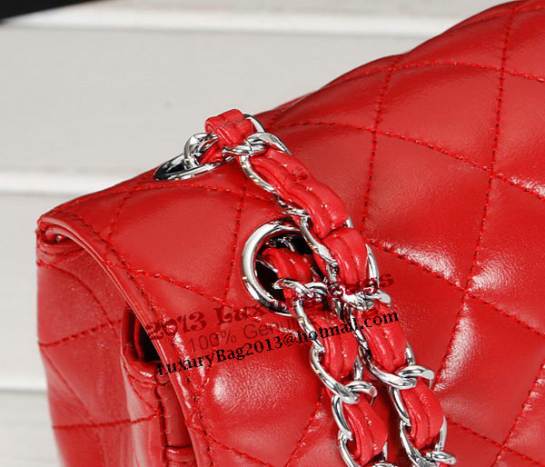Chanel 2.55 Series Bag 1112 Red Sheepskin Leather Silver