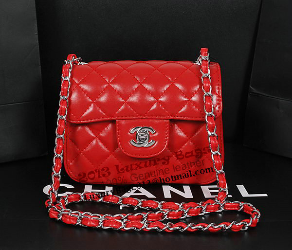 Chanel 1115 Classic mini Flap Bag in Red Sheepskin Leather