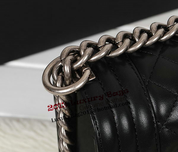 Chanel Boy Flap Shoulder Bag in Black Original Leather A67087 Silver