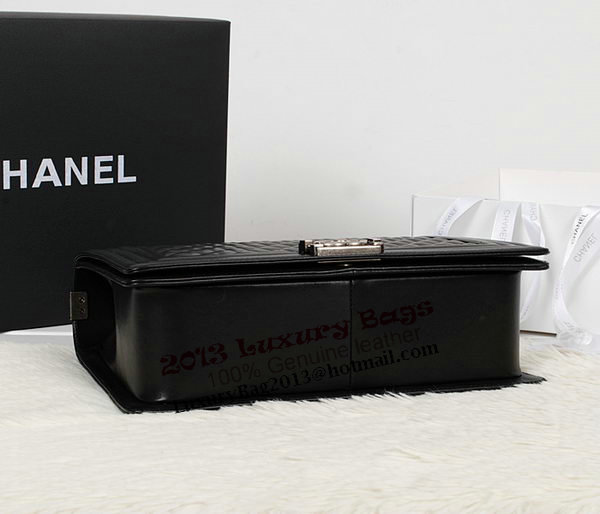 Chanel Boy Flap Shoulder Bag in Black Original Leather A67087 Silver