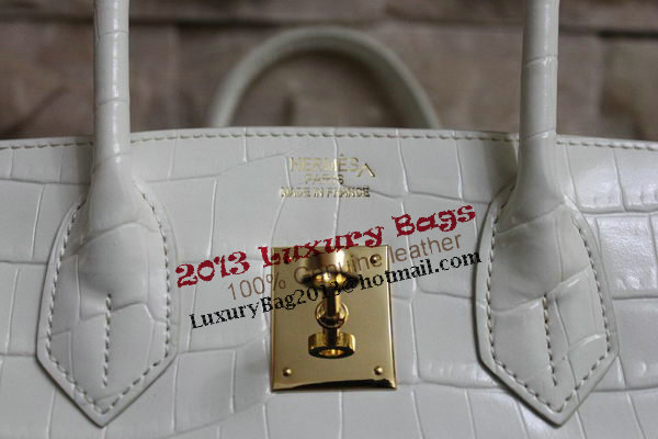 Hermes Birkin 35CM Tote Bag White Croco Leather H35 Gold