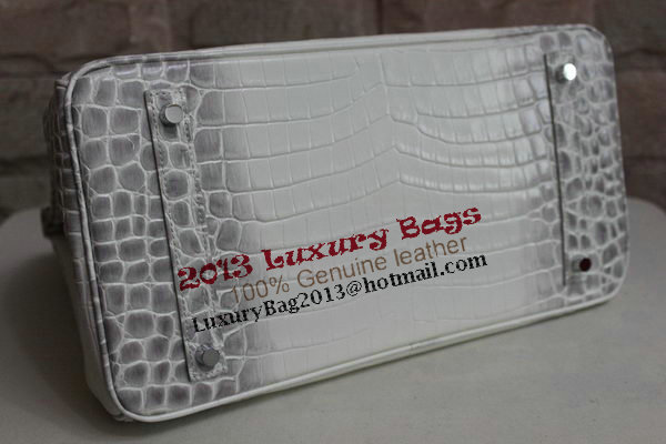 Hermes Birkin 35CM Tote Bag White Croco Leather H35 Silver