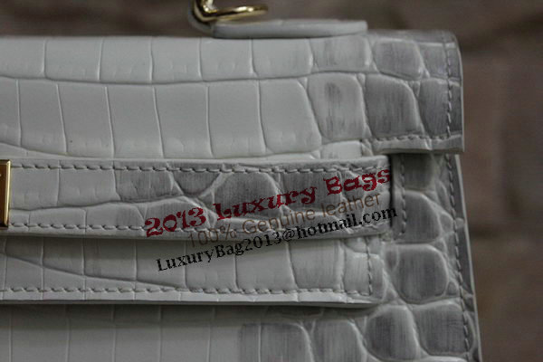 Hermes Kelly 32cm Shoulder Bag White Croco Leather K32 Gold