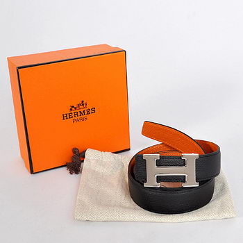 Hermes Black Imported Belt HR1005B Silver