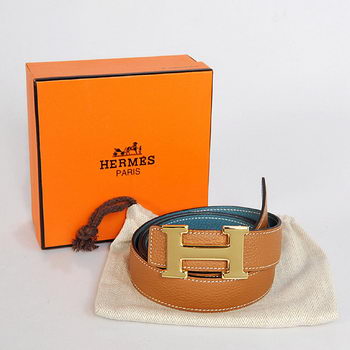 Hermes Bovine Jugular Veins In Blue Belt HR1010A Gold