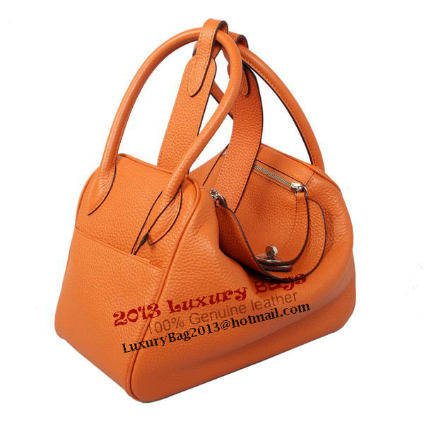 Hermes Lindy 30CM Orange Grainy Leather Havanne Shoulder Bag