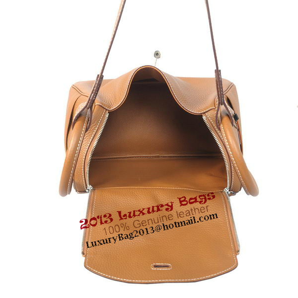 Hermes Lindy 30CM Wheat Grainy Leather Havanne Shoulder Bag