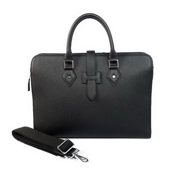 Hermes Mens Briefcase Calf Leather 3309 Black