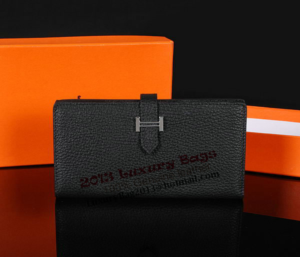 Hermes Bearn Japonaise Bi-Fold Wallet Original Leather A1018 Black