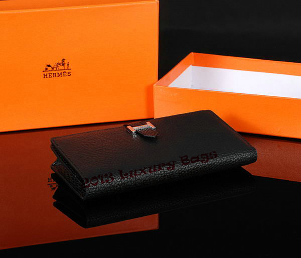 Hermes Bearn Japonaise Bi-Fold Wallet Original Leather A1018 Black