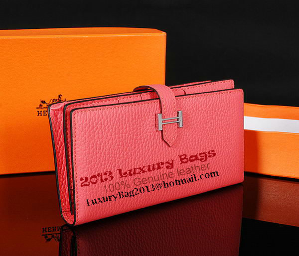Hermes Bearn Japonaise Bi-Fold Wallet Original Leather A1018 Pink