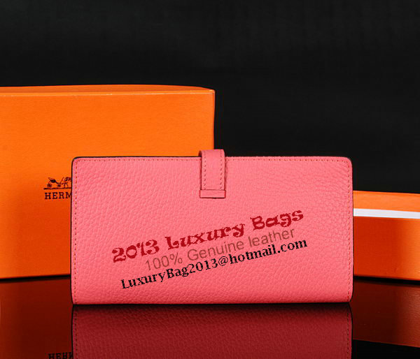 Hermes Bearn Japonaise Bi-Fold Wallet Original Leather A1018 Pink