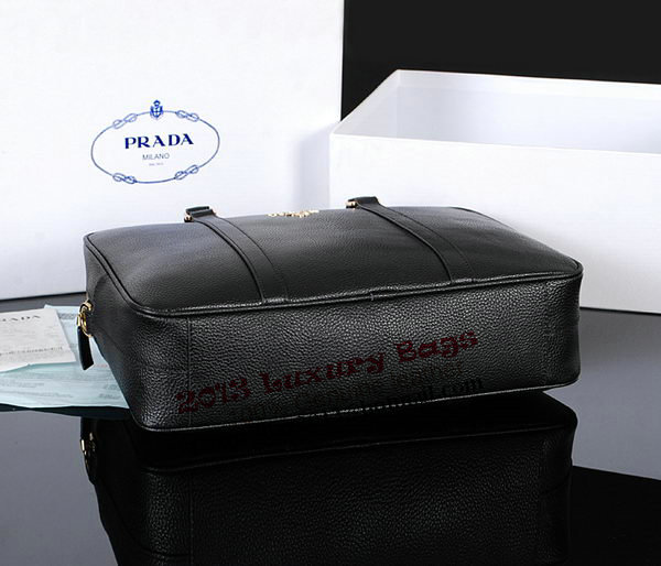 Prada Grainy Calf Leather Briefcase 80661 Black