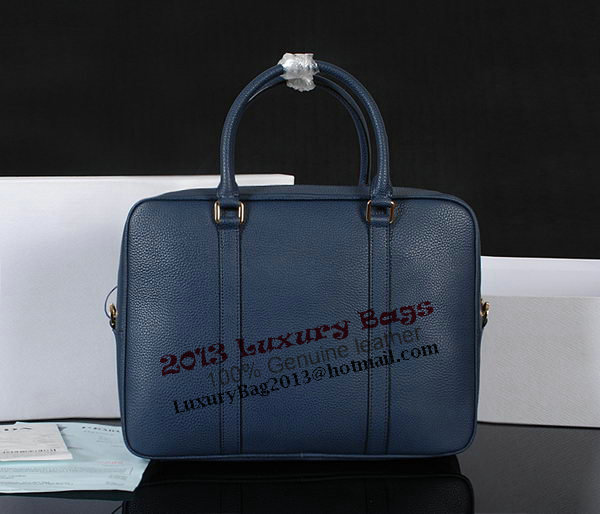 Prada Grainy Calf Leather Briefcase 80661 Blue