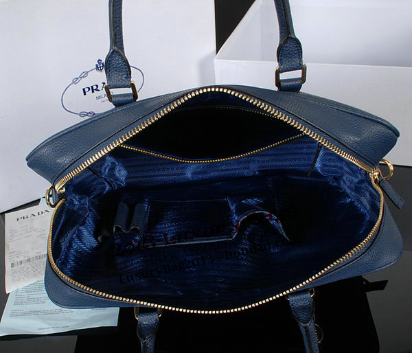 Prada Grainy Calf Leather Briefcase 80661 Blue