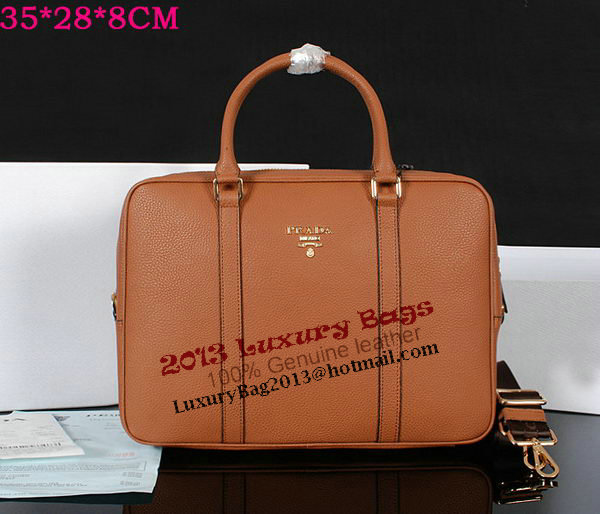 Prada Grainy Calf Leather Briefcase 80661 Wheat