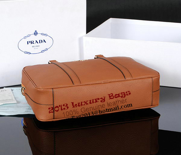 Prada Grainy Calf Leather Briefcase 80661 Wheat