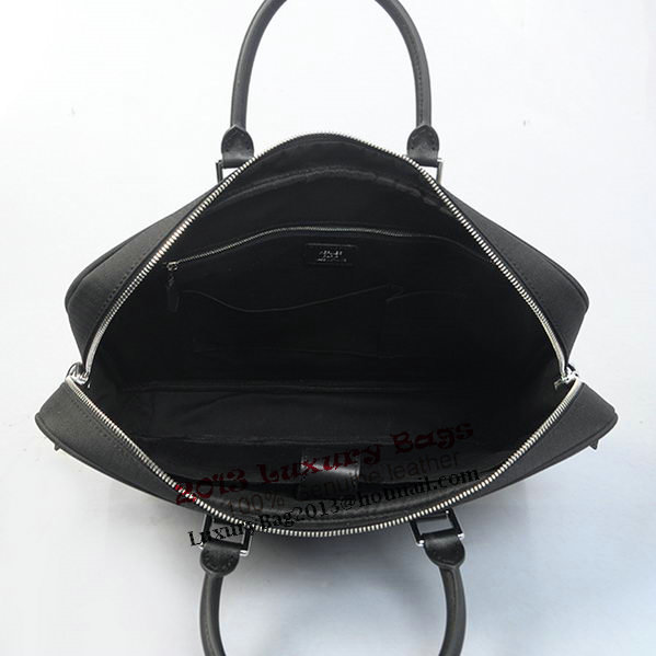 Hermes Mens Briefcase Canvas & Leather H1656 Black
