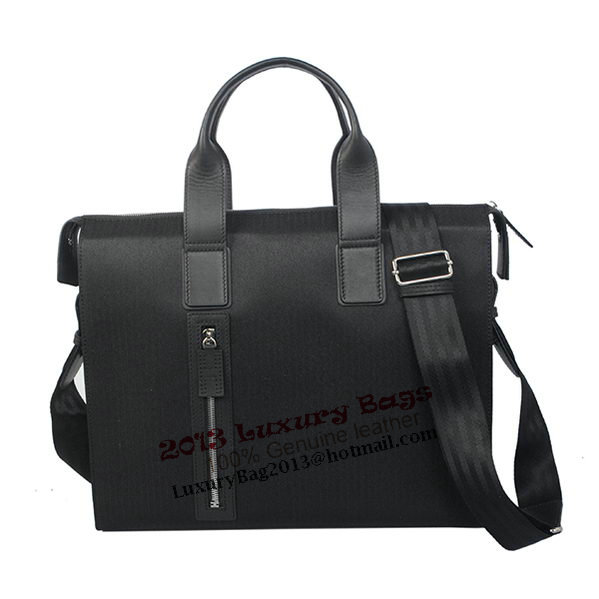 Hermes Mens Briefcase Canvas & Leather H1705D Black