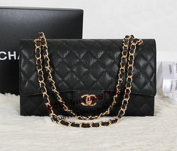 Chanel Classic Flap Bag 1113 Black Original Cannage Pattern Leather Gold