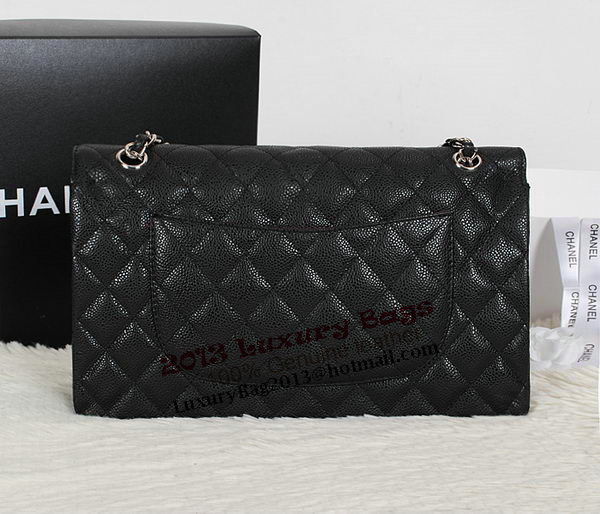 Chanel Classic Flap Bag 1113 Black Original Cannage Pattern Leather Silver