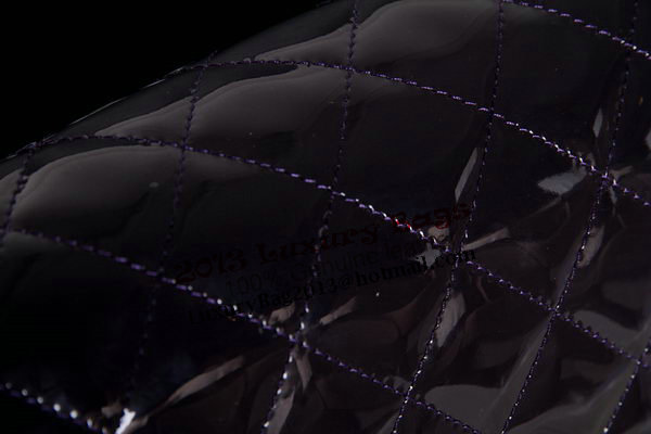 Chanel Maxi Double Flaps Bag Dark Purple Original Patent Leather A36098 Silver