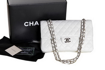 Chanel A1112 2.55 Series Flap Bag Original Caviar Leather White