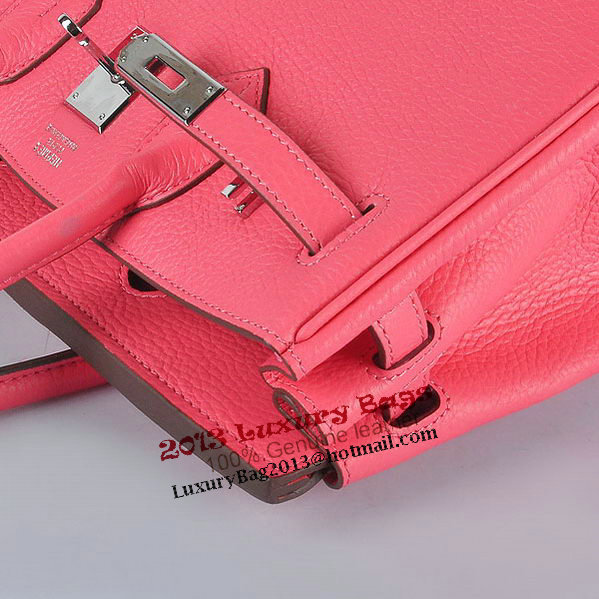 Hermes Birkin 30CM Tote Bags Pink Clemence Leather Silver