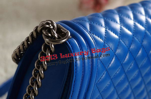 Chanel Boy Flap Shoulder Bag in Blue Original Leather Silver
