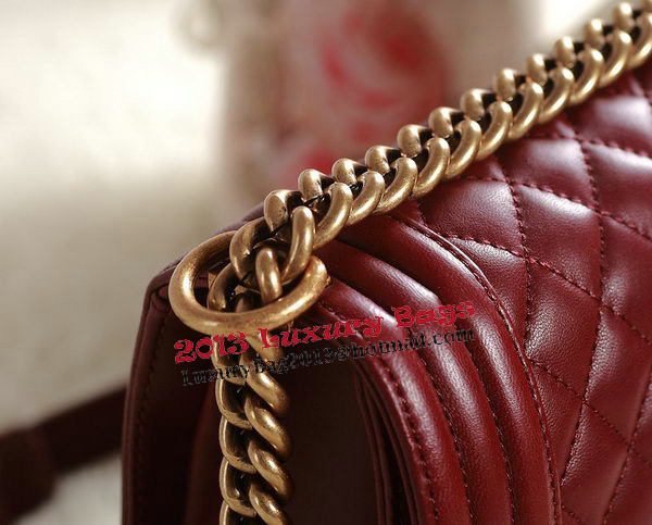 Chanel Boy Flap Shoulder Bag in Burgundy Original Leather Gold