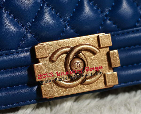 Chanel Boy Flap Shoulder Bag in RoyalBlue Original Leather Gold