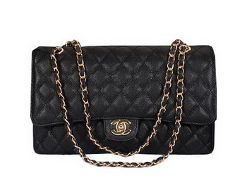 Chanel Classic Flap Bag 1119 Black Cannage Pattern Leather Gold