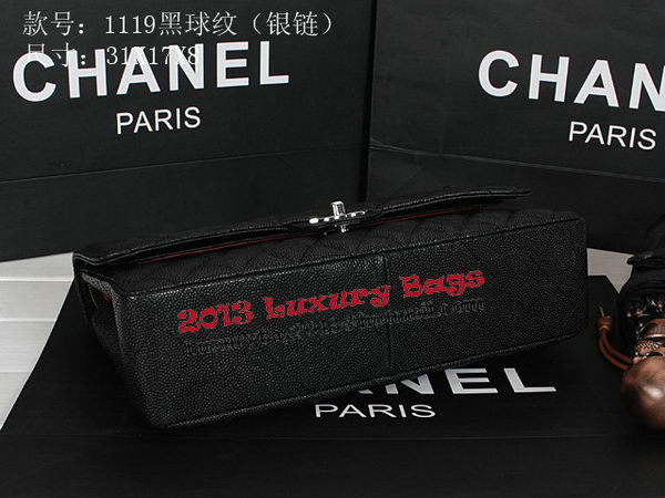 Chanel Classic Flap Bag 1119 Black Cannage Pattern Leather Silver