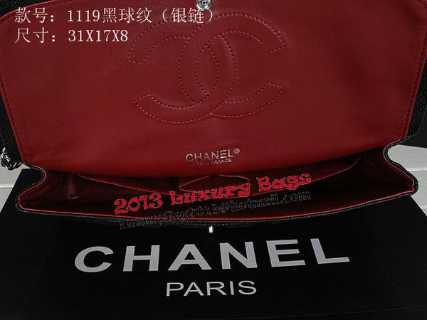 Chanel Classic Flap Bag 1119 Black Cannage Pattern Leather Silver