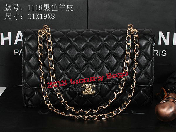 Chanel Classic Flap Bag 1119 Black Sheepskin Gold