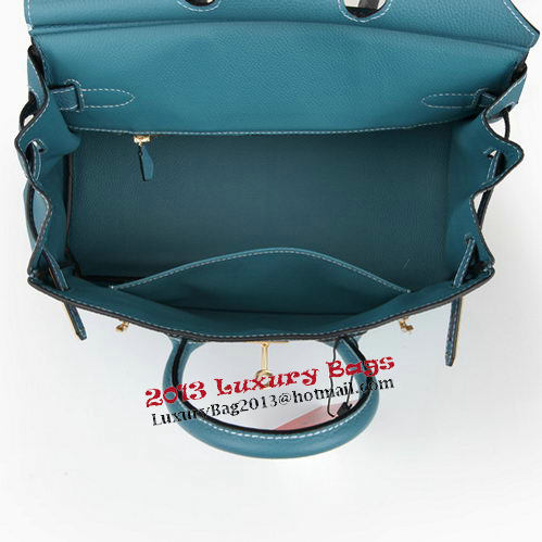 Hermes Birkin 30CM Tote Bag Blue Original Leather H30 Gold