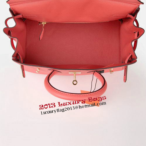 Hermes Birkin 30CM Tote Bag Light Red Original Leather H30 Gold