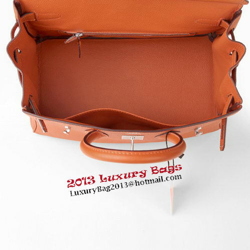 Hermes Birkin 30CM Tote Bag Orange Original Leather H30 Silver