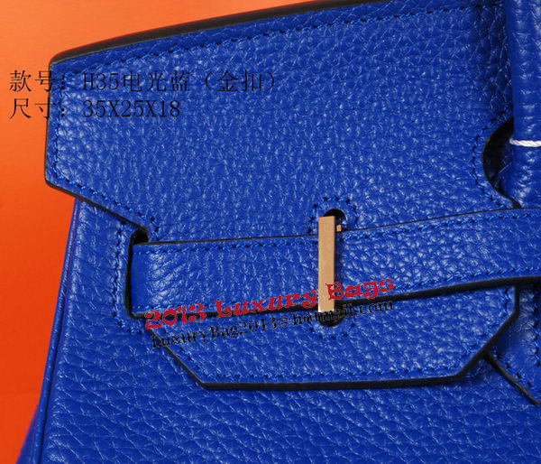 Hermes Birkin 35CM Tote Bag Blue Original Grainy Leather H35 Gold