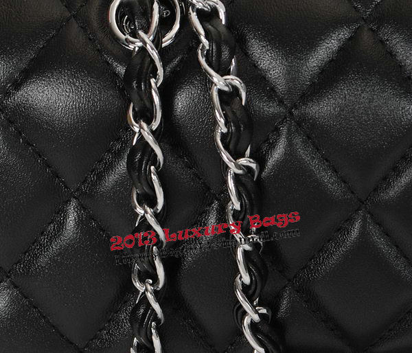 Chanel Classic Flap Bag 1113 Black Sheepskin Leather Silver