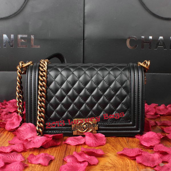 Boy Chanel Flap Shoulder Bag Black Original Leather A67086 Bronze